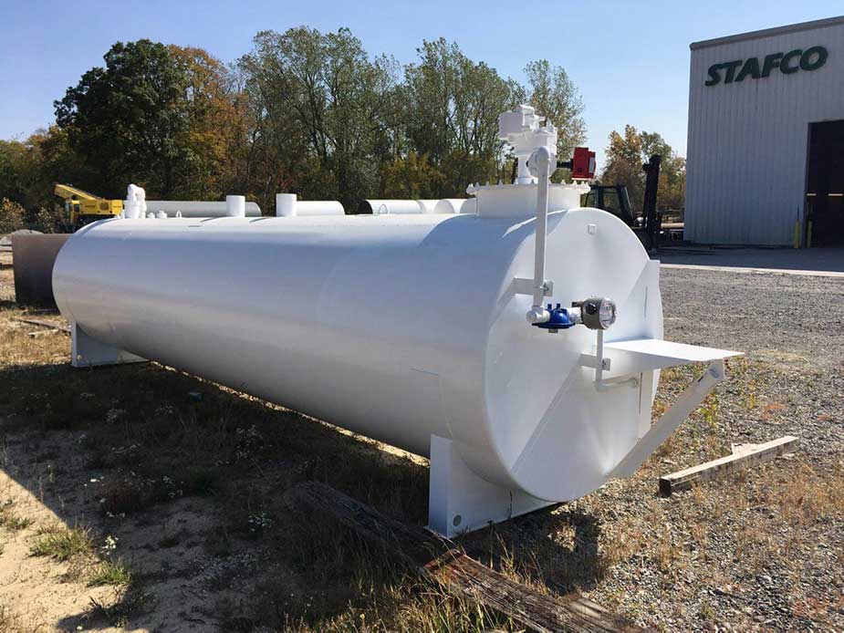 4,000 gallon double wall UL-142 AvGas tank on Saddles. Stainless 304 construction.